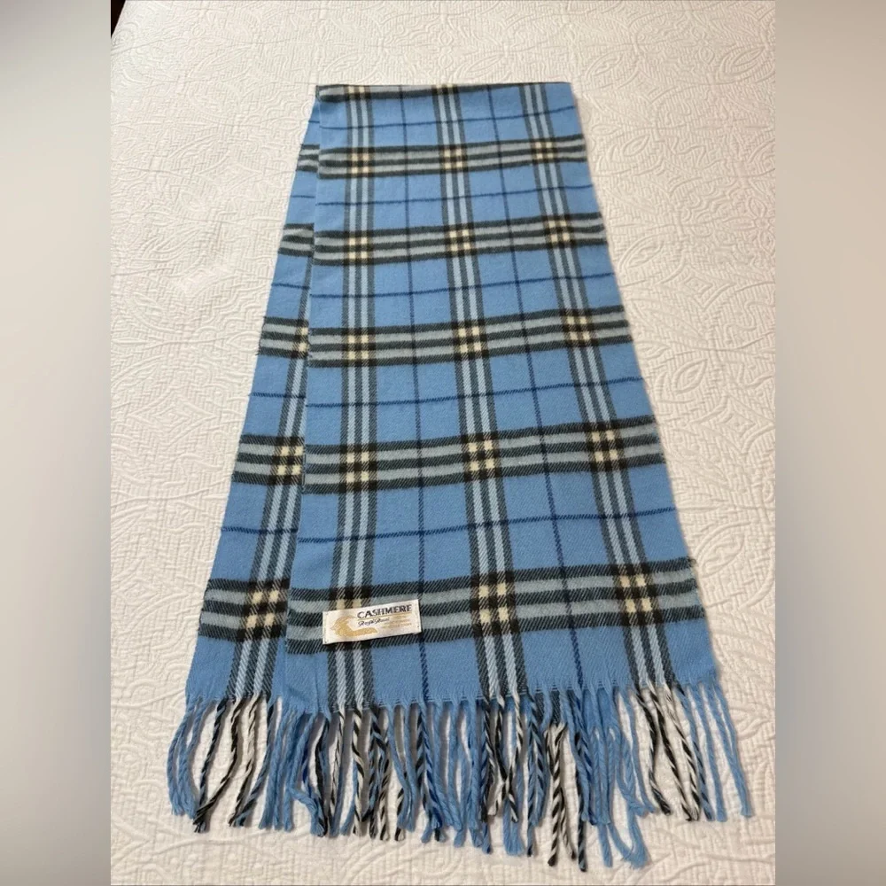 Cashmere Scarf By Royal Rossi 100%‎ Cashmere Plaid Mongolia 62”x 12” Preppy